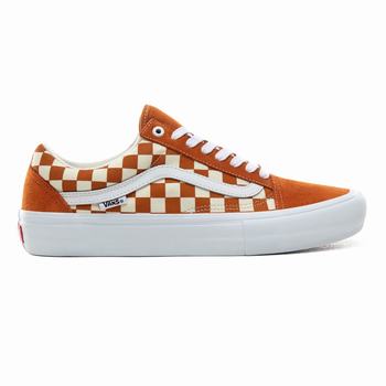 Panske Tenisky Vans Checkerboard Old Skool Pro Zlate VA29OEMND